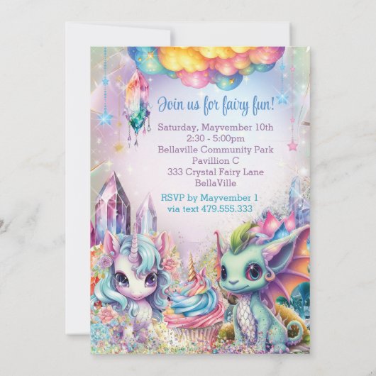 Invitation à la fête des cristaux de fée (Dos)