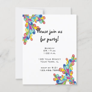 Invitation à la fête des Curls de coin colorés