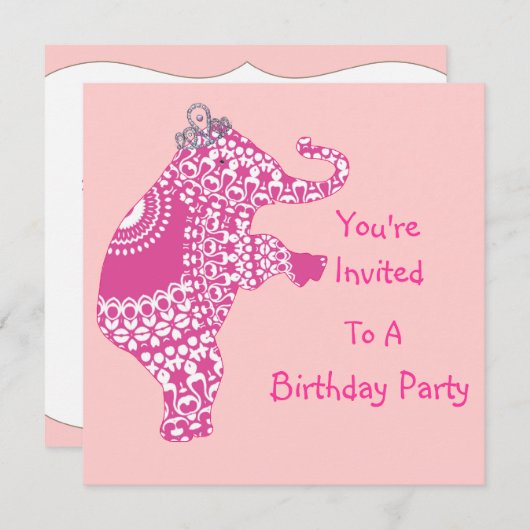 Invitation à la fête des éléphants de la princesse (Devant / Derrière)