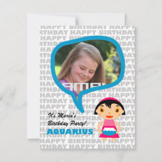 Invitation à la fête des enfants Aquarius avec pho