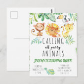 Invitation à la fête des enfants dans la jungle (Devant / Derrière)