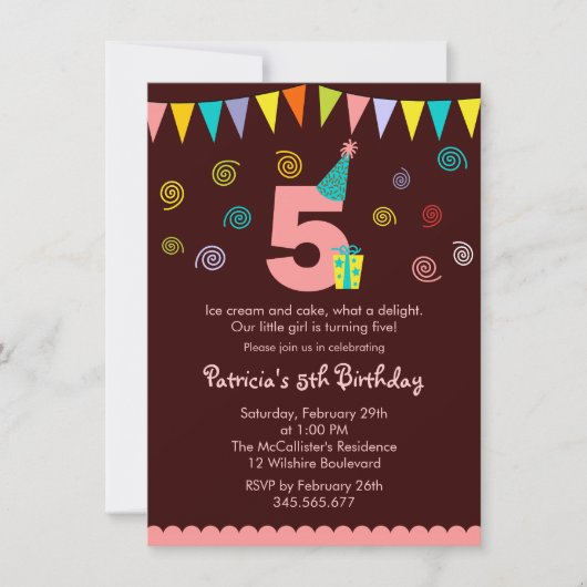 Invitation à la fête des enfants du 5e anniversair (Devant)