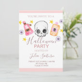 Invitation à la fête des enfants Pink Halloween (Debout devant)