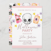 Invitation à la fête des enfants Pink Halloween (Devant / Derrière)