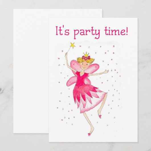Invitation à la fête des fées roses (Devant / Derrière)