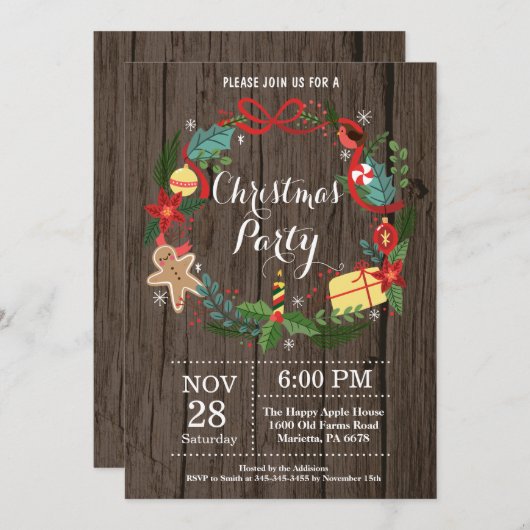 Invitation à la Fête des fêtes de Noël (Devant / Derrière)