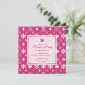 Invitation à la fête des Fêtes des Snowflakes rose (Debout devant)
