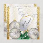 Invitation à la fête des fêtes - Ornements Gold &  (Devant / Derrière)