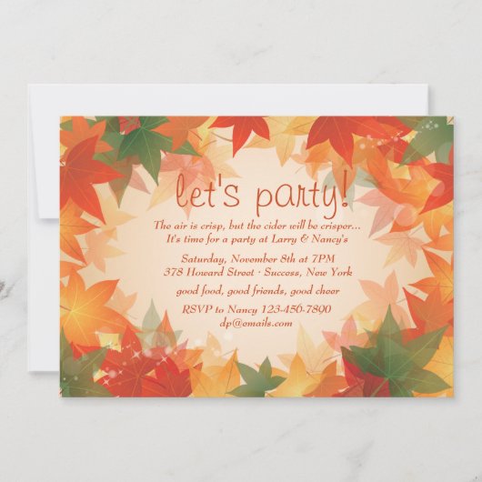 Invitation à la Fête des Feuilles d'Automne (Devant)