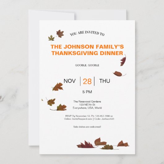 Invitation à la fête des feuilles qui tombent (Devant)