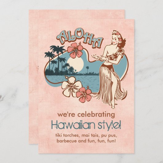 Invitation à la Fête des filles d'Aloha Hula (Devant / Derrière)