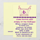 Invitation à la fête des filles de Bouncy House (Devant / Derrière)