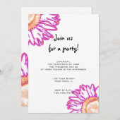 Invitation à la fête des fleurs de néon rose (Devant / Derrière)