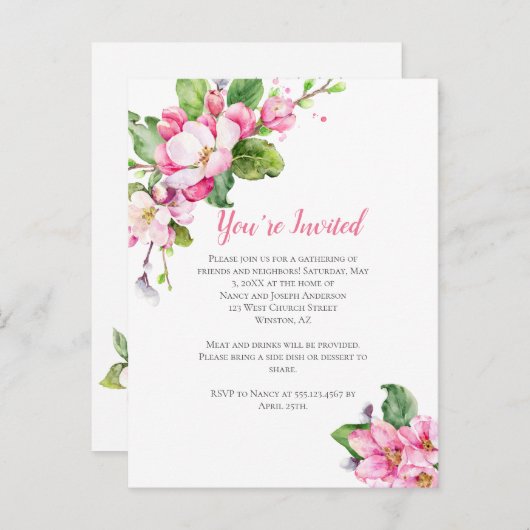 Invitation à la Fête des Fleurs de Pommier (Devant / Derrière)