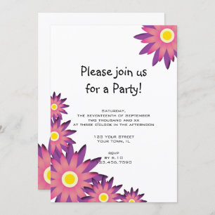 Invitation à la fête des fleurs rose et violet
