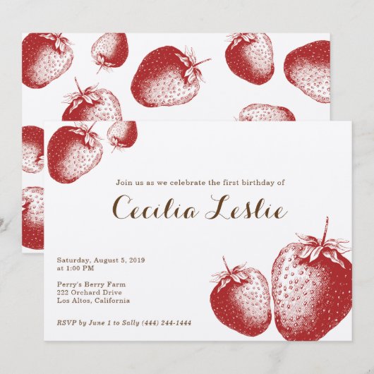 Invitation à la fête des fraises (Devant / Derrière)