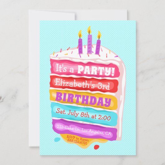 Invitation à la fête des gâteaux et bougies (Devant)