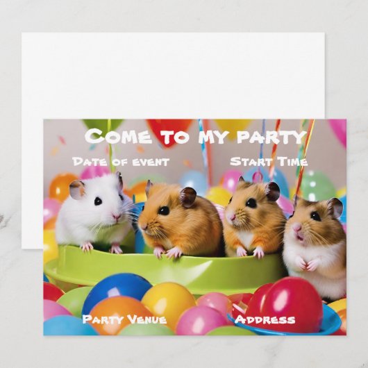 Invitation à la fête des hamsters (Devant / Derrière)