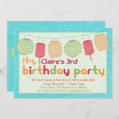 Invitation à la fête des Lanternes en papier (Devant / Derrière)