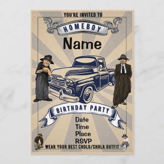 Invitation à la fête des Lil Homies Chicanas Thème (Devant)