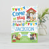 Invitation à la fête des marionnettes Doggy Birthd (Debout devant)