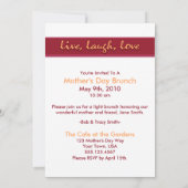 Invitation à la fête des mères roses de Rire en di (Dos)