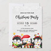 Invitation à la fête des pingouins de Noël (Devant)