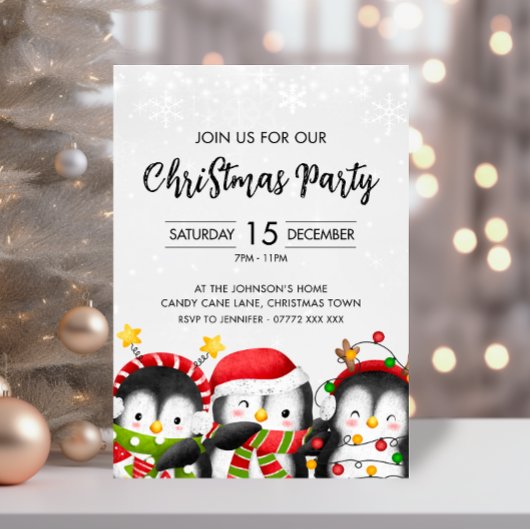 Invitation à la fête des pingouins de Noël