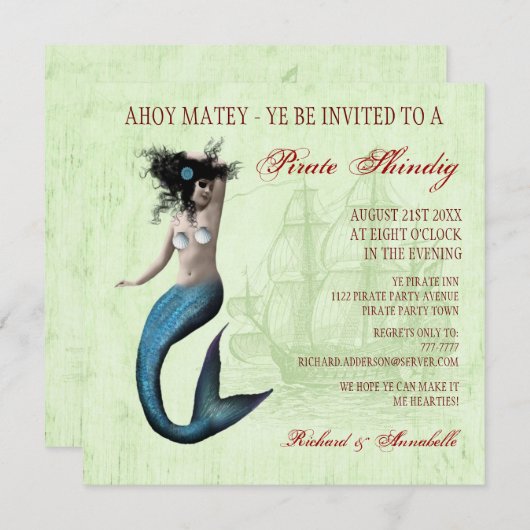 Invitation à la fête des pirates (Devant / Derrière)