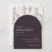 Invitation à la Fête des poules d'arc floral chic  (Devant)