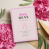 Invitation à la fête des poules de vin rose Neon