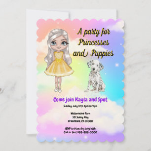 Invitation à la fête des princesses et des chiots