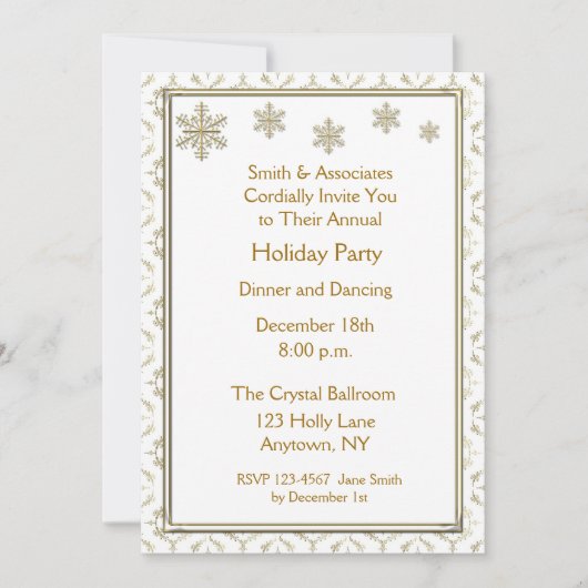 Invitation à la Fête des Snowflakes Gold (Devant)