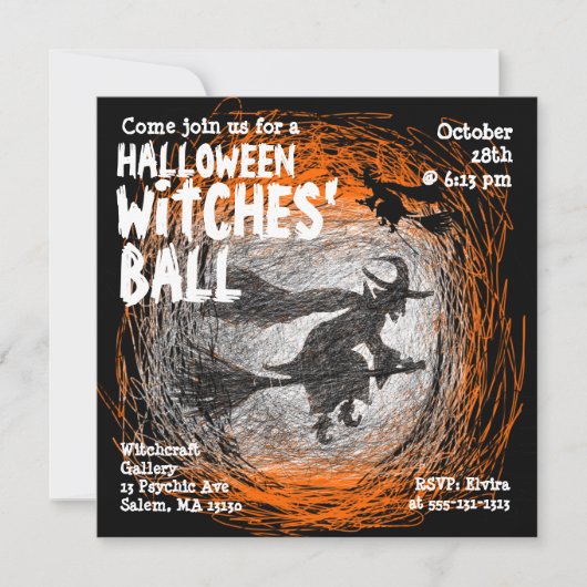 Invitation à la fête des sorcières de Ball Hallowe (Devant)
