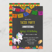 Invitation à la fête des tacos de licorne (Devant / Derrière)