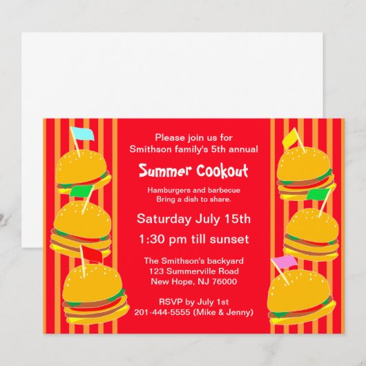 Invitation à la fête d'été (Devant / Derrière)