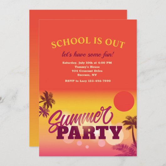 Invitation à la fête d'été (Devant / Derrière)