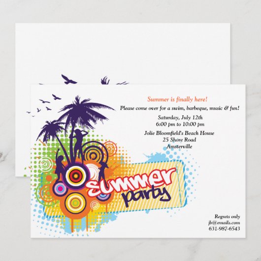 Invitation à la fête d'été (Devant / Derrière)