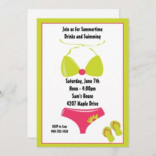 Invitation à la fête d'été (Devant / Derrière)