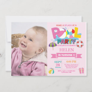 Invitation à la fête d'été à la piscine Fille Spla