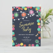 Invitation à la fête d'été avec des lampions color (Debout devant)