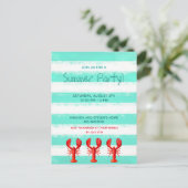 Invitation à la fête d'été blanche verte de homard (Debout devant)