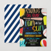 Invitation à la fête d'été de baseball (Devant / Derrière)