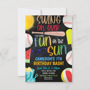 Invitation à la fête d'été de baseball