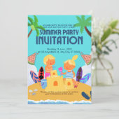 Invitation à la fête d'été de la plage des enfants (Debout devant)
