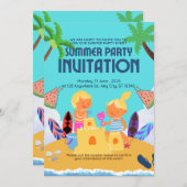 Invitation à la fête d'été de la plage des enfants (Devant / Derrière)