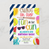 Invitation à la fête d'été de softball (Devant / Derrière)