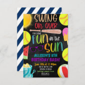 Invitation à la fête d'été de softball (Devant / Derrière)