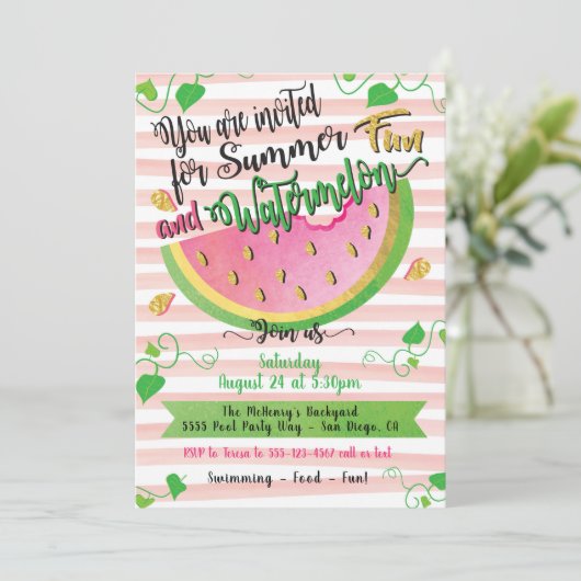 Invitation à la fête d'été pastèque (Debout devant)