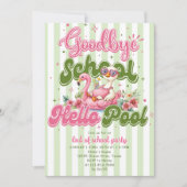 Invitation à la fête d'été piscine rayures vertes (Devant)
